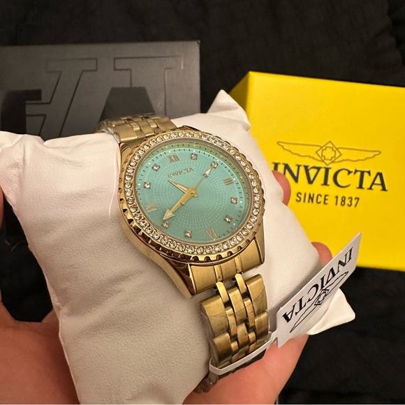 NIB INVICTA Wildflower Women’s Watch - 33mm, Gold & Tiffany Blue (69232)